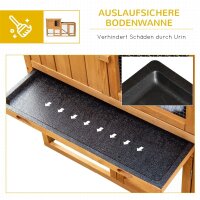 Kleintierstall mit Freigehege, herausnehmbare Bodenwanne, wetterbeständig, 141 cm x 60 cm x 86 cm, Braun