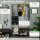 Garderobe im Industriedesign, 1 Memoboard, 1 Schuhbank, 8 Kleiderhaken, 1 Aufbewahrungstasche, Schwarz + Braun