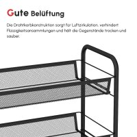 Küchenwagen mit 5 Drahtkörben, 4 Haken, 4 Rollen, 2 Griffe, Stahl/Kunststoff, 45x26,5x106 cm, Weiß