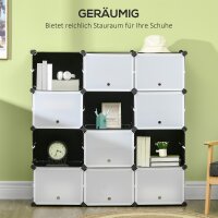 Modulares Regalsystem, Steckregal, zusammensetzbar aus 12 Würfeln 125 x 32 x 125 cm, Kunststoff+Stahl Schwarz