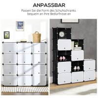 Modulares Regalsystem, Steckregal, zusammensetzbar aus 12 Würfeln 125 x 32 x 125 cm, Kunststoff+Stahl Schwarz