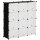 Modulares Regalsystem, Steckregal, zusammensetzbar aus 12 Würfeln 125 x 32 x 125 cm, Kunststoff+Stahl Schwarz