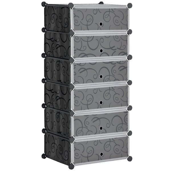 Modulares Regalsystem für 6 Paar Schuhe, 49 cm x 36,5 cm x 108 cm, Schwarz