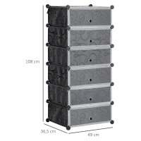 Modulares Regalsystem für 6 Paar Schuhe, 49 cm x 36,5 cm x 108 cm, Schwarz