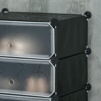 Modulares Regalsystem für 6 Paar Schuhe, 49 cm x 36,5 cm x 108 cm, Schwarz