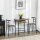 Bistro-Set Esstisch Küchentisch mit Stühlen Set, 1 Tisch, 2 Stühle, 80 cm x 53 cm x 74,5 cm, Schwarz