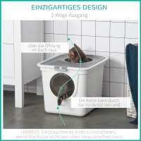 Katzenklo, 2-Wege-Katzenklo, inkl. Streuschaufel, Weiß + Grau