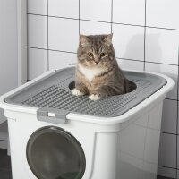 Katzenklo, 2-Wege-Katzenklo, inkl. Streuschaufel, Weiß + Grau