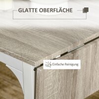 2-teilige Sitzgruppe, Klappbarer Esstisch mit 2 Stühlen, Klapptisch, 110 cm x 70 cm x 75 cm, Weiß + Natur