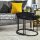 2er-Set Couchtisch, Ovaler und runder Kaffeetisch, stapelbar, Marmoroptik, MDF, Metall, Ø50 x 50,5H cm, Schwarz