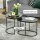 2er-Set Couchtisch, Ovaler und runder Kaffeetisch, stapelbar, Marmoroptik, MDF, Metall, Ø50 x 50,5H cm, Schwarz