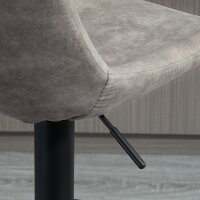2er-Set Barhocker im Retrodesign, inkl. Fußstütze, höhenverstellbar, Gaslift, Grau + Schwarz