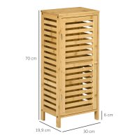 Badezimmerschrank mit Lamellentür, versetzbarem Einlegeboden, Naturbambus, 30x19,9x70 cm