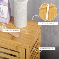 Badezimmerschrank mit Lamellentür, versetzbarem Einlegeboden, Naturbambus, 30x19,9x70 cm