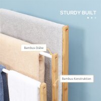 Handtuschständer aus Bambus. 3-teiliges Design, 3 Handtuchstangen 48 cm x 25,8 cm x 94 cm, Natur + Weiß