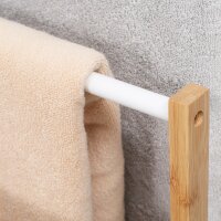 Handtuschständer aus Bambus. 3-teiliges Design, 3 Handtuchstangen 48 cm x 25,8 cm x 94 cm, Natur + Weiß