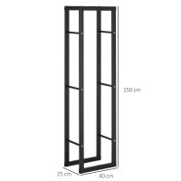 Kaminholzregal Metall 40 x 25 x 150 cm Brennholzregal Stapelhilfe Stahlrahmen bis 100kg Kaminholzunterstand Outdoor Holzregal Feuerholzregal für Garten Terrasse Außen Schwarz