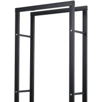 Kaminholzregal Metall 40 x 25 x 150 cm Brennholzregal Stapelhilfe Stahlrahmen bis 100kg Kaminholzunterstand Outdoor Holzregal Feuerholzregal für Garten Terrasse Außen Schwarz