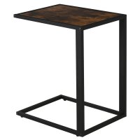 Beistelltisch in C-Form Kaffeetisch Couchtisch Laptoptisch für Schlafzimmer und Wohnzimmer kleiner Bereich mit Metallgestell Industrie-Stil Metall MDF Rustikal-Braun 40,6 x 50,8 X 64,2 cm