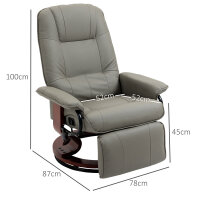 Relaxsessel Fernsehsessel Liegesessel Kunstleder 360° Drehstuhl 145° neigbar Grau 78 x 87 x 100 cm