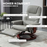 Relaxsessel Fernsehsessel Liegesessel Kunstleder 360° Drehstuhl 145° neigbar Grau 78 x 87 x 100 cm