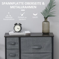 Kommode mit 7 faltbaren Stoffschubladen, Vlies, Metallgestell, 63,5 x 30 x 71 cm, Dunkelgrau