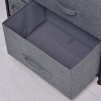 Kommode mit 7 faltbaren Stoffschubladen, Vlies, Metallgestell, 63,5 x 30 x 71 cm, Dunkelgrau