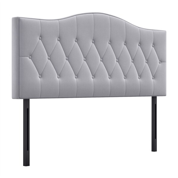 Kopfteil für Bett Polsterkopfteil Bett Kopf Rückenlehne Bettkopfteil in grau Pappel Samt Stoff 185 x 8 x 134 cm