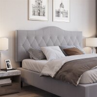 Kopfteil für Bett Polsterkopfteil Bett Kopf Rückenlehne Bettkopfteil in grau Pappel Samt Stoff 185 x 8 x 134 cm
