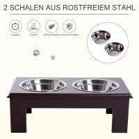 Erhöhter Hundenapf Futternapf mit 2 Näpfe Wassernapf 2 x 900ml Edelstahlnäpfen Fressnapf Futterstation Hundenäpfe für kleine Hunde Katzen Espresso