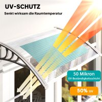 Vordach, Haustürvordach, Überdachung für Eingänge und Fenster, 100L x 75B x 23H cm, Silber