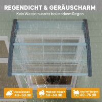 Vordach, Haustürvordach, Überdachung für Eingänge und Fenster, 100L x 75B x 23H cm, Silber