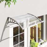 Vordach, Haustürvordach, Überdachung für Eingänge und Fenster, 100L x 75B x 23H cm, Silber