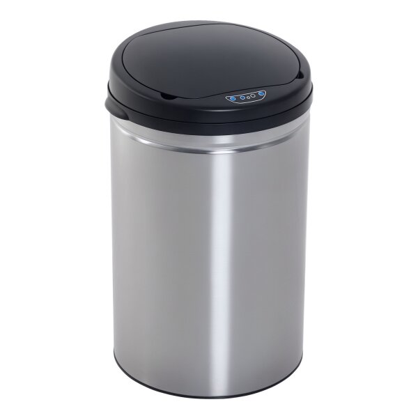 Sensor Mülleimer 30L Automatischer Mülleimer mit Soft-Close-Deckel, Bewegungssensor, Wasserdichter Abfalleimer Müllbehälter Abfallbehälter für Büro, Schlafzimmer, Küchen Schwarz+Silber