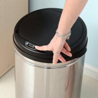 Sensor Mülleimer 30L Automatischer Mülleimer mit Soft-Close-Deckel, Bewegungssensor, Wasserdichter Abfalleimer Müllbehälter Abfallbehälter für Büro, Schlafzimmer, Küchen Schwarz+Silber