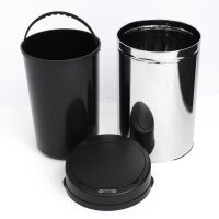 Sensor Mülleimer 30L Automatischer Mülleimer mit Soft-Close-Deckel, Bewegungssensor, Wasserdichter Abfalleimer Müllbehälter Abfallbehälter für Büro, Schlafzimmer, Küchen Schwarz+Silber