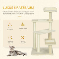 Kratzbaum 100 cm Katzenturm mit Sisalstämme, große Plattform, mehrstöckiger Katzenkratzbaum, Kletterbaum, für kleine & mittelgroße Katzen, Beige