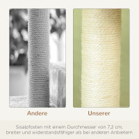 Kratzbaum 100 cm Katzenturm mit Sisalstämme, große Plattform, mehrstöckiger Katzenkratzbaum, Kletterbaum, für kleine & mittelgroße Katzen, Beige