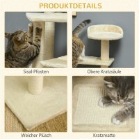 Kratzbaum 100 cm Katzenturm mit Sisalstämme, große Plattform, mehrstöckiger Katzenkratzbaum, Kletterbaum, für kleine & mittelgroße Katzen, Beige