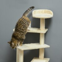 Kratzbaum 100 cm Katzenturm mit Sisalstämme, große Plattform, mehrstöckiger Katzenkratzbaum, Kletterbaum, für kleine & mittelgroße Katzen, Beige