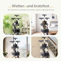 Kratzbaum mit Katzenhöhle Leiter XXL Katzenbaum Kletterbaum Kletterbaum für Katzen Mehrstufiges Multiaktivitätszentrum Plüsch Grau 49 x 49 x 173 cm