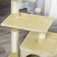 Kratzbaum 81,5 cm Katzenbaum mit Katzenhöhle, Plattformen, Katzenkratzbaum mit Sisal-Kratzsäulen, Spielball, für Katzen bis 4,5 kg, Beige
