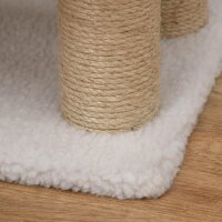 Katzentreppe 4-stufige Haustiertreppe mit Kratzsäulen Ball Hundetreppe Tiertreppe für Katzen bis 5 kg Plüsch Jute Weiß 60 x 40 x 64 cm