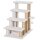 Katzentreppe 4-stufige Haustiertreppe mit Kratzsäulen Ball Hundetreppe Tiertreppe für Katzen bis 5 kg Plüsch Jute Weiß 60 x 40 x 64 cm