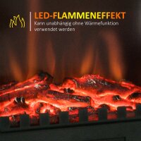 Elektrokamin, LED-Flammen, 1000/2000 W, regelbare Temperatur & Helligkeit, Metall, 39 x 23 x 56,5 cm