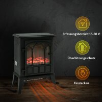 Elektrokamin, LED-Flammen, 1000/2000 W, regelbare Temperatur & Helligkeit, Metall, 39 x 23 x 56,5 cm