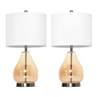 Tischlampe 2er-Set Tischleuchte mit Leinen-Lampenschirm,...