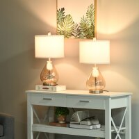 Tischlampe 2er-Set Tischleuchte mit Leinen-Lampenschirm,...