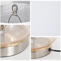 Tischlampe 2er-Set Tischleuchte mit Leinen-Lampenschirm, Glas tropfenförmigen Stangen, Nachttischlampe mit E27-Fassung, für Schlafzimmer, Wohnzimmer, Weiß