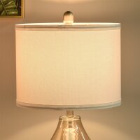Tischlampe 2er-Set Tischleuchte mit Leinen-Lampenschirm, Glas tropfenförmigen Stangen, Nachttischlampe mit E27-Fassung, für Schlafzimmer, Wohnzimmer, Weiß